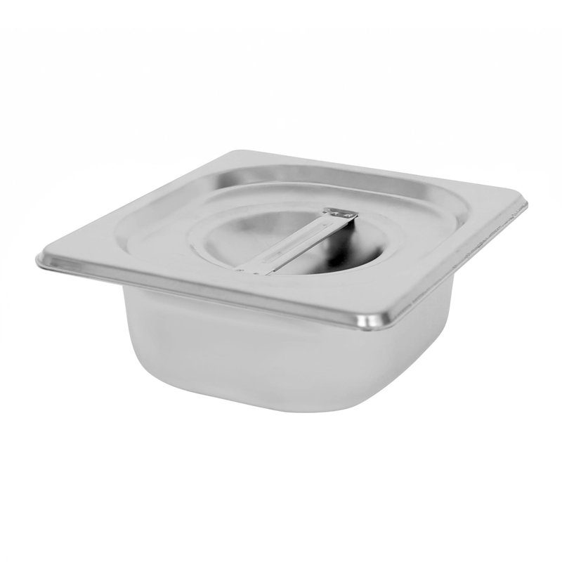 Argon Tableware Stainless Steel Gastronorm Container with Lid - 1/6 65mm - 1L