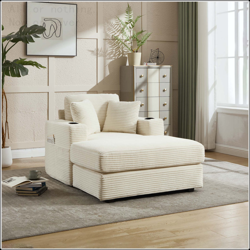 Canapé rembourré Corduroy, Beige