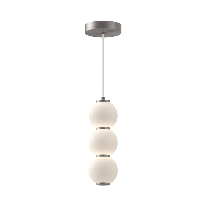 Queenstown Light Glass Steel Pendant, 19.75" H x 6.375" W x 6.375" D, Brushed Nickel