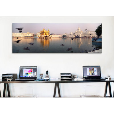 Reflection Of A Temple In A Lake, Golden Temple, Amritsar, Punjab, India by Panoramic Images - Unframed Panoramic Gallery-Wrapped Canvas Giclée on Canvas