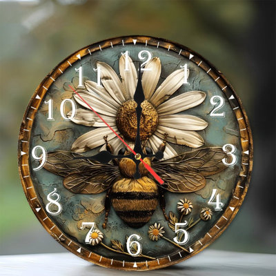 10-Inch Wooden Wall Clock, Silent Movement, Battery Operated (AA Batteries Not Included), Artistic  Decor, Perfect for Home Accents