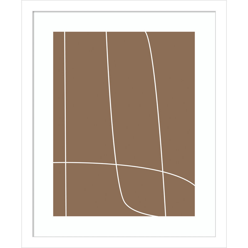 Modern Line Abstract 2 Mushroom Brown by The Creative Bunch Studio, White Framed, 17" H x 14" W
