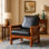 Fauteuil inclinable impeccable en bois massif avec siège en similicuir Leick Home Mission