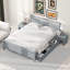 Lit plateforme en bois avec 2 tiroirs de rangement et 2 tables de chevet-1322151971-1322151966