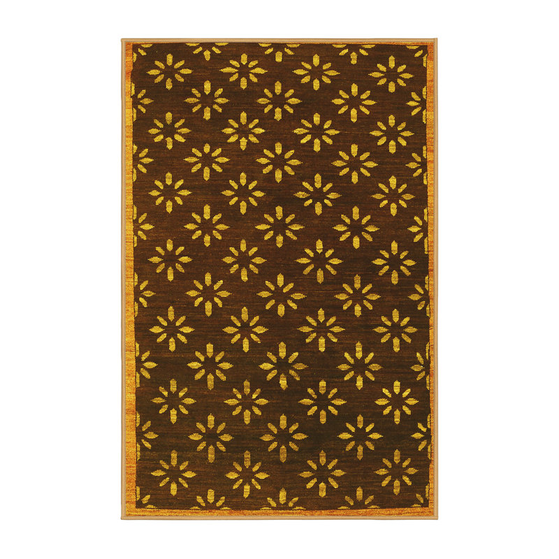 Tapis contemporain jaune lavable à la machine, Rectangle 8 pi x 12 pi