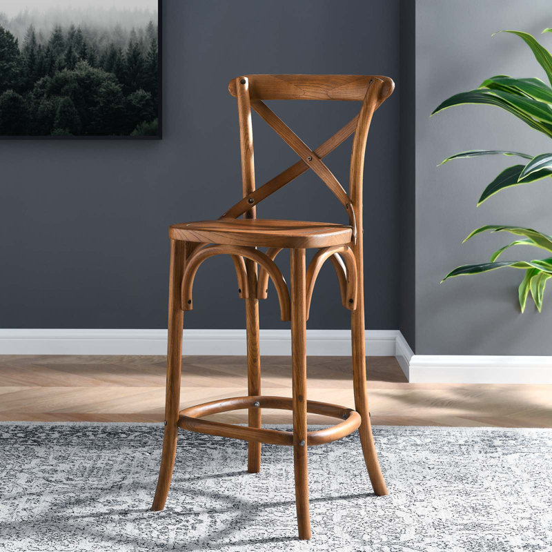 Modway Gear Stool, Walnut, Counter Stool (25.5" Seat Height)
