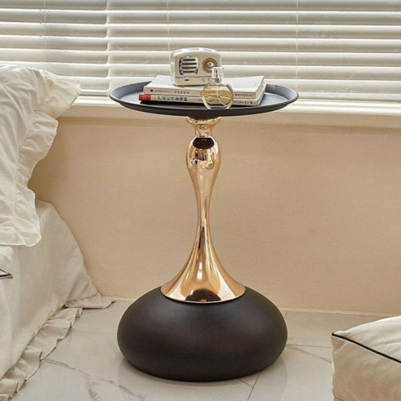 Table d'appoint ronde noire de luxe