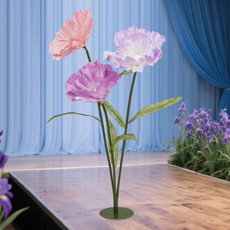 Fleurs artificielles géantes avec tiges et base, Mauve