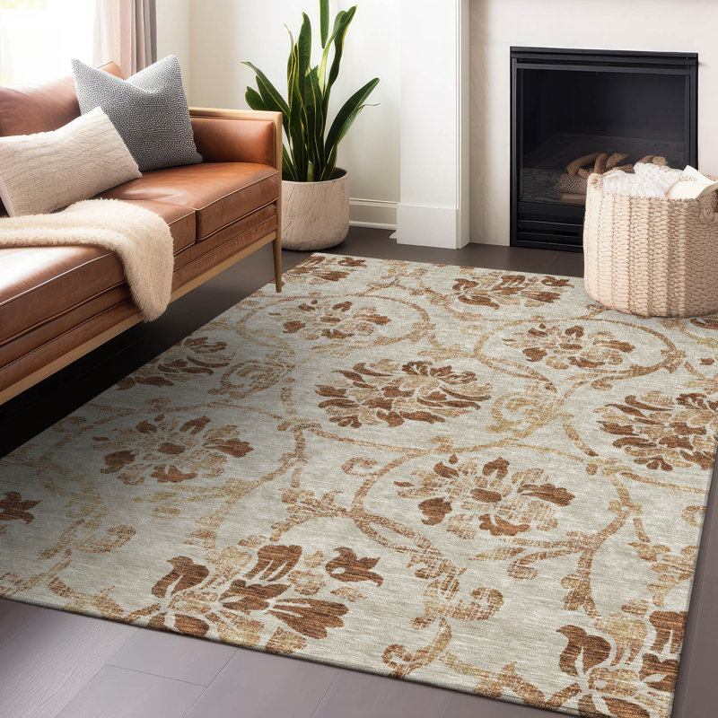 Tapis en terre cuite lavable à la machine de qualité supérieure Prisco, Rectangle 2 pi 6 po x 3 pi 10 po