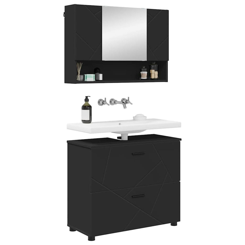 Bathroom Storage Furniture Set, Black