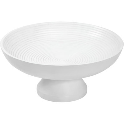 Ribbed White Wooden Fruit Bowl 5.5x12x12