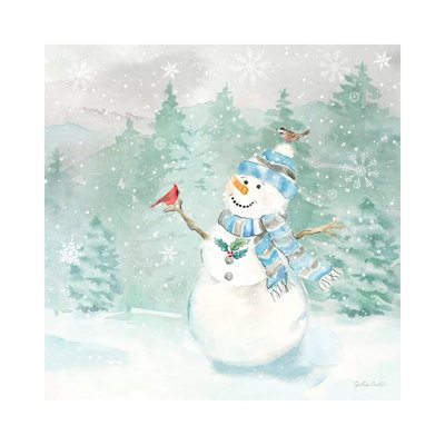Let It Snow Blue Snowman II by Cynthia Coulter - Wrapped Canvas Painting