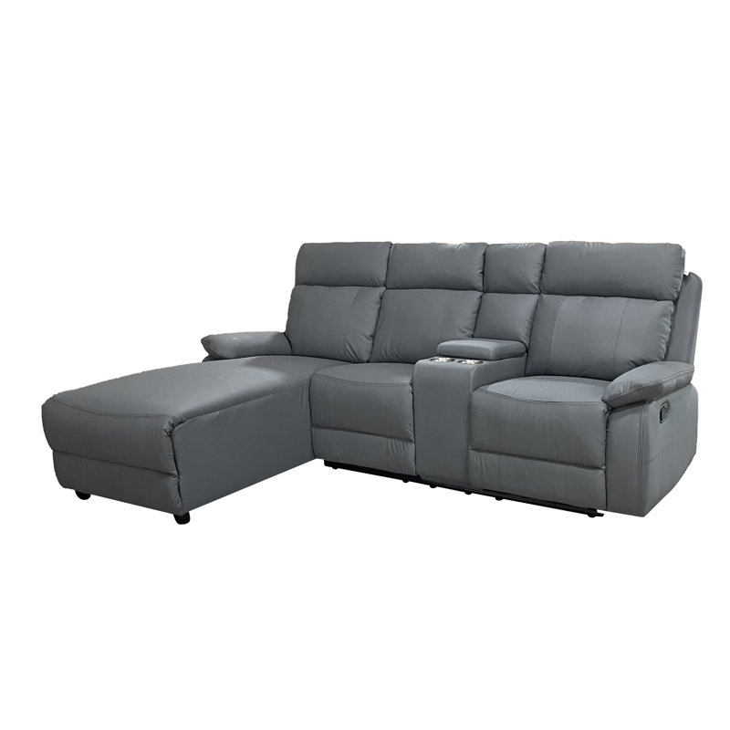 4 Seater Leather Sofa, Grey