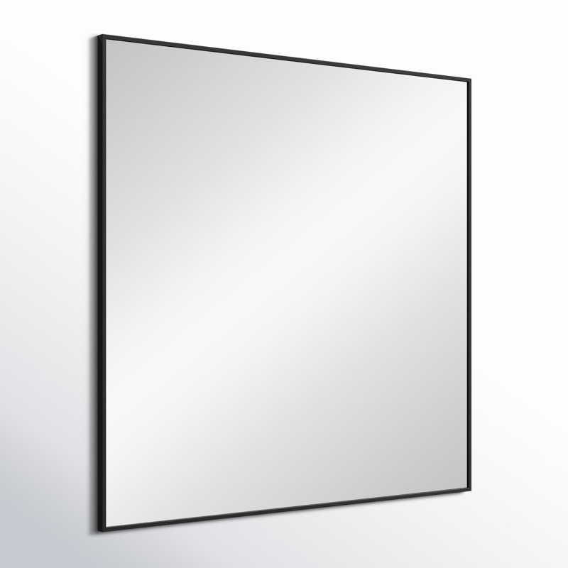 Valparaiso Metal Square Wall Mirror, 48"  x 48" , Black