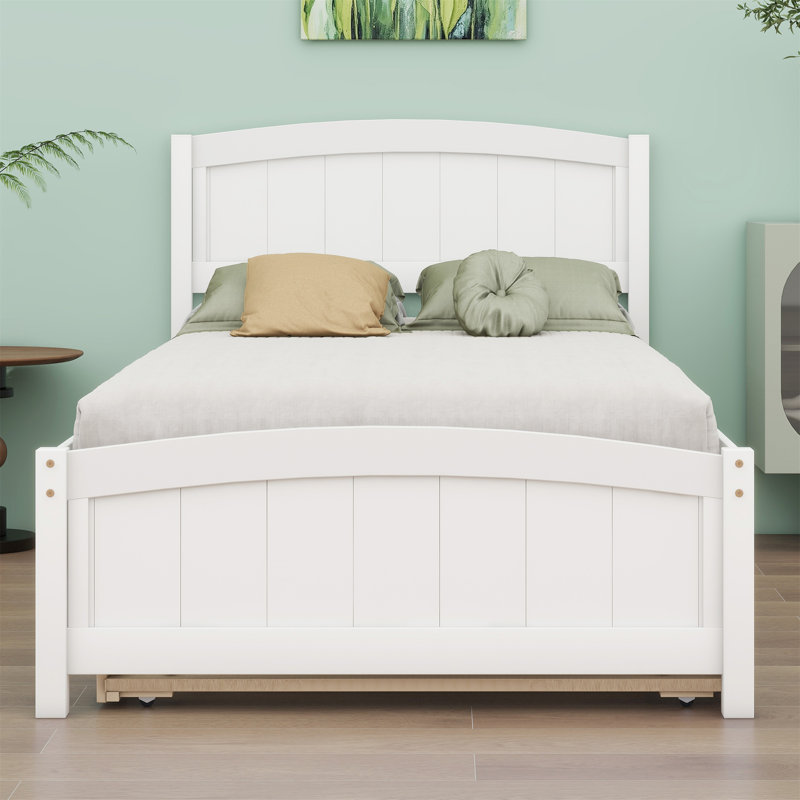 Lit plate-forme avec lit gigogne, Blanc