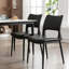 Chaise de salle à manger moderne en cuir noir avec support en métal (ensemble de 2)