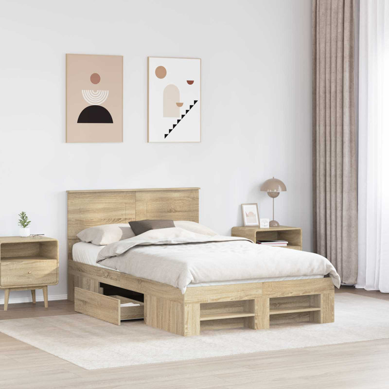 Bed, Small Double (4'), Sonoma Oak