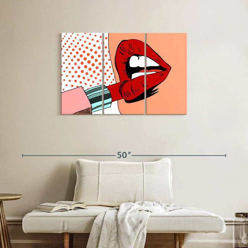 Shuttleworth Retro Pop Red Lips, 24" H x 38" W