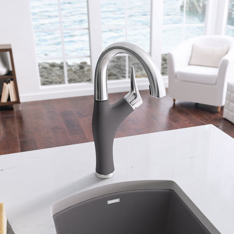 Robinet de bar à double jet Artona - Acier / cendré PVD, Cendre, 1,5 gallons par minute