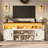 Farmhouse Tv Stand With Sliding Barn Doors & Led Lights,  32" Tall Entertainment Center With Power Outlet For 80 Inch Tv, Rustic Media Console For Living Room-1968961316