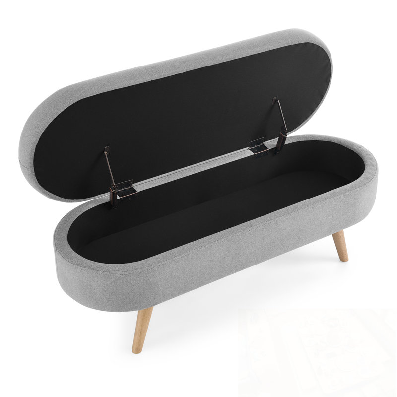 Banc rembourré avec espace de rangement, Gris