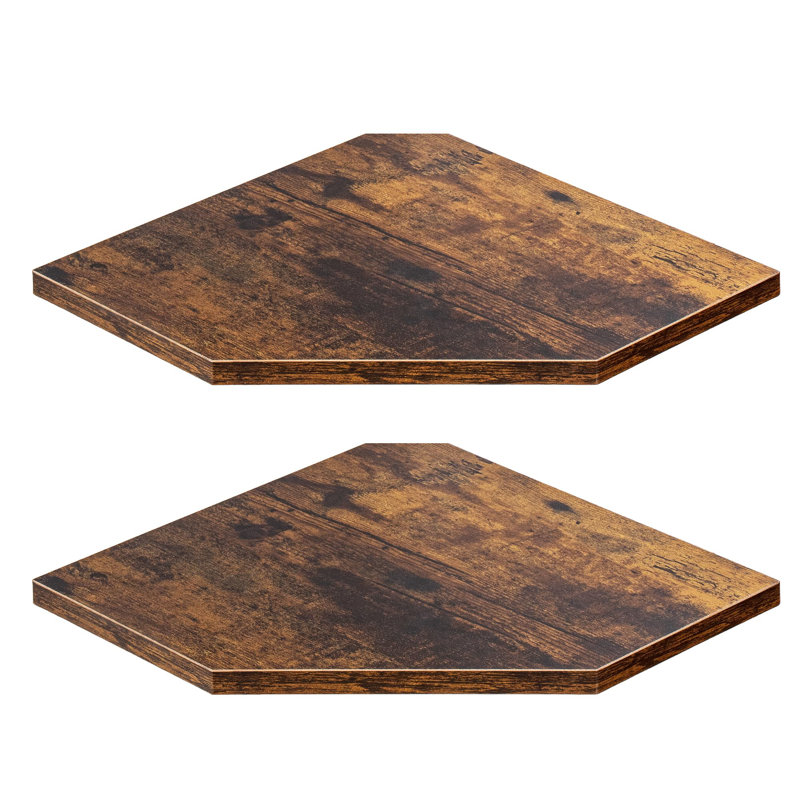Corner Shelf Wall Mount, Floating Corner Shelves, Set Of 2 Corner Wall Shelf Organizer, Rustic Wood Wall Storage Display Shelves For Living Room Bedroom Bathroom Kitchen, Rustic Brown