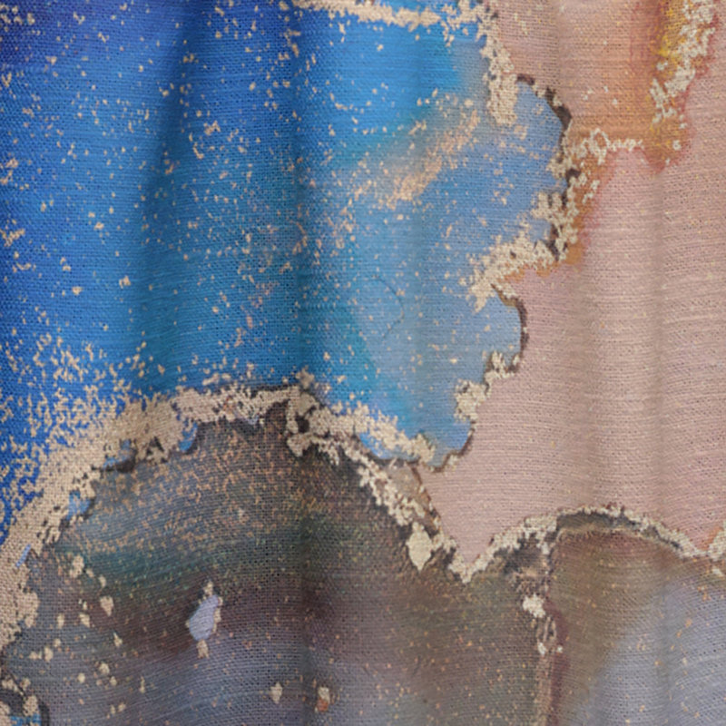 Bleu et orange, art abstrait fluide de luxe - rideau en velours moderne - obscurcissant - 1 panneau, L 52 po x L 63 po