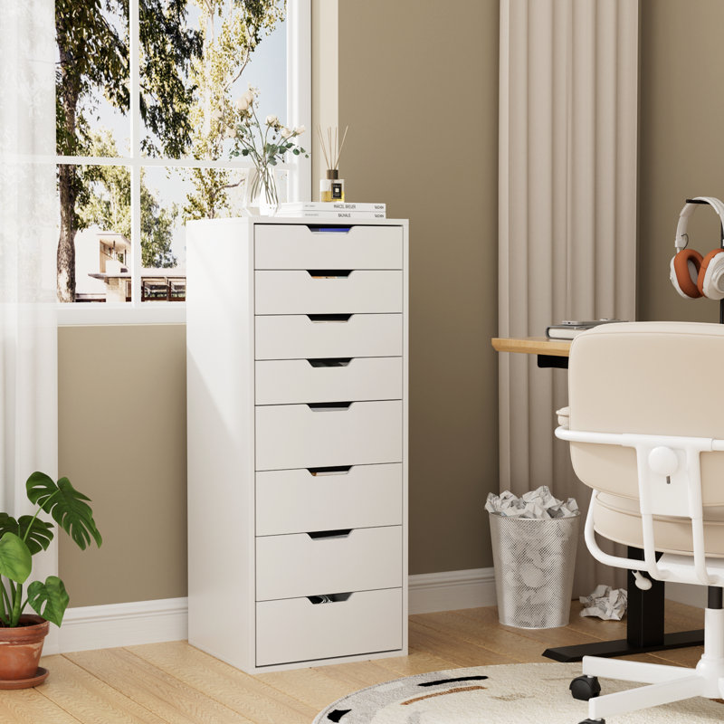 17.7" W 8-Drawer File Cabinet with Concealed Handles, Modern Storage Dresser & Filing Cabinet with drawers For Home Office