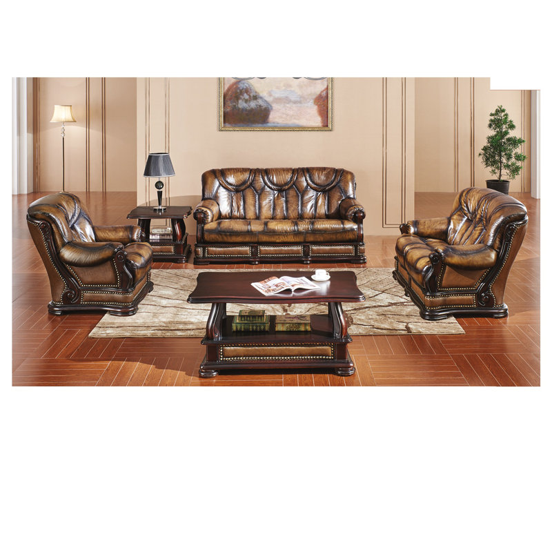 Italian Leather Sofa Set In Grey