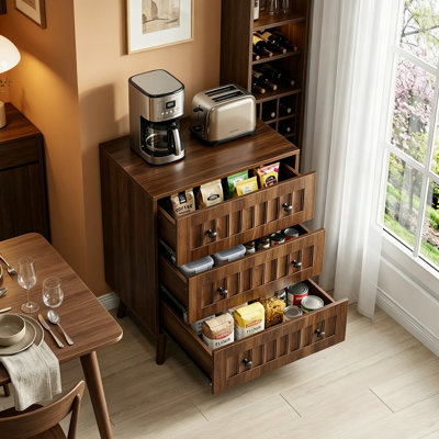 3-Drawer Dresser Chest with Grooved Fronts and Solid Wood Legs