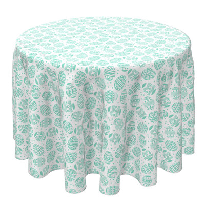 Round Floral Cotton Twill Tablecloth