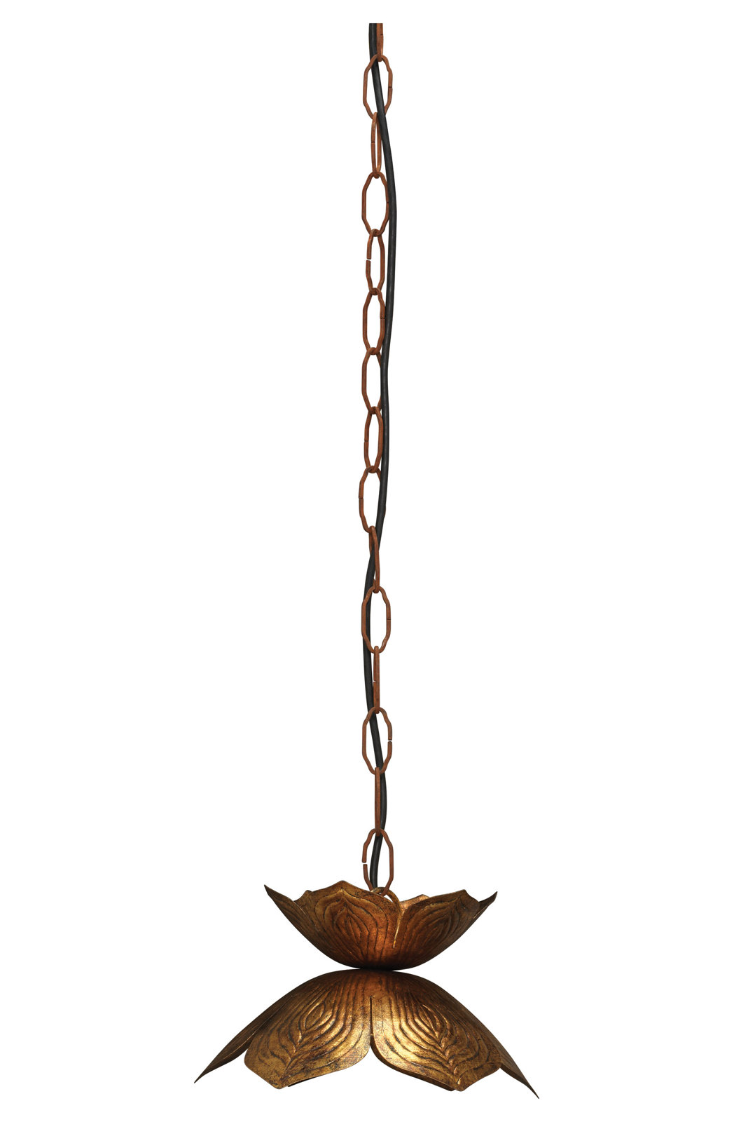 Lotus Single Light Iron Dimmable Pendant, 6.5" H x 10.5" W x 10.5" D