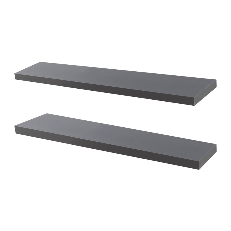 Harbour Housewares - Modern Floating Wall Shelves, 4cm H x 80cm W x 23.5cm D, Grey