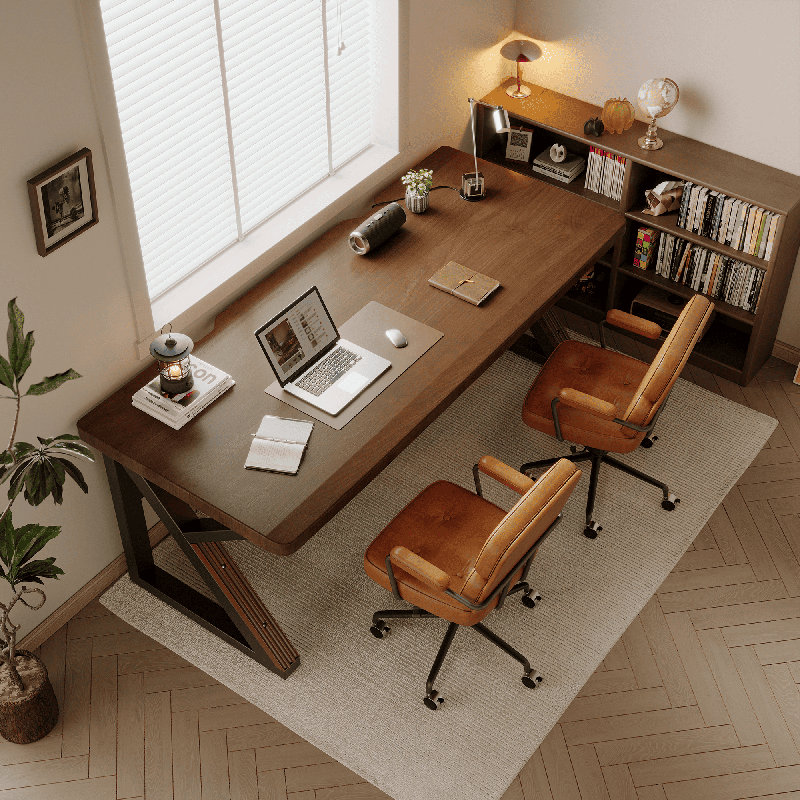 63" Rectangular Solid Wood Study Desk with Integrated Cable Organizer, 63 inch