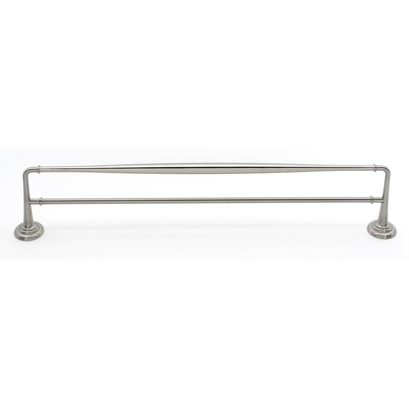 Porte-serviettes mural double 32 po Charlies, Nickel satiné, H 0,75 po x l 26 po x P 5,31 po