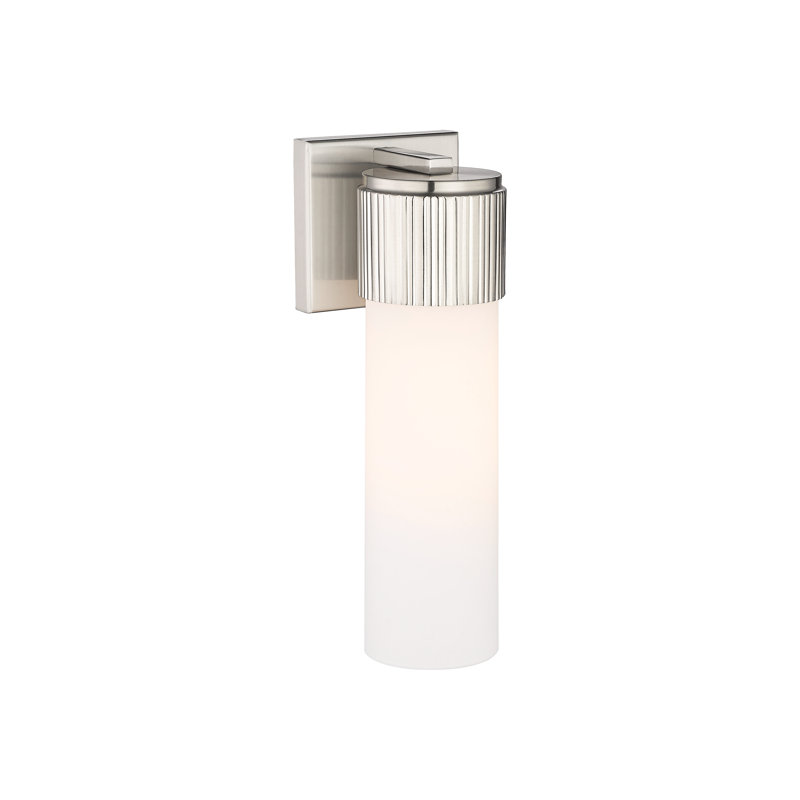 Applique murale 1 lumière 12 "Bolivar, H 15 po x l 5,1 po x P 4 po, Blanc mat, Nickel satiné