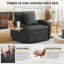 Fauteuil-canapé convertible 3 en 1 avec dossier réglable, table pliante, ports USB et Type-C, idéal pour les petits espaces et multifonctionnel.-134053373