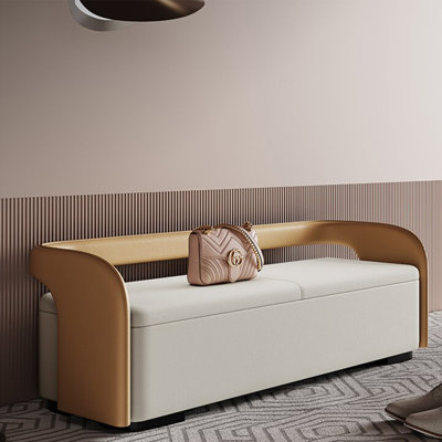 Banc de rangement rembourré en similicuir Ousman