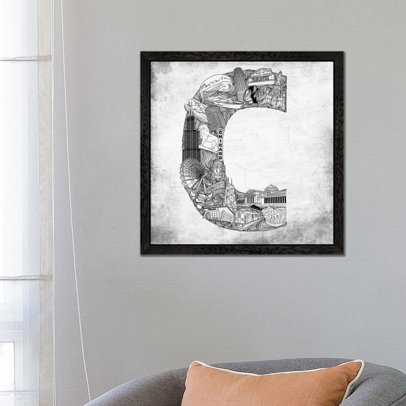 Chicago - Print on Canvas, 93.98 cm H x 93.98 cm W, Black Floater Framed