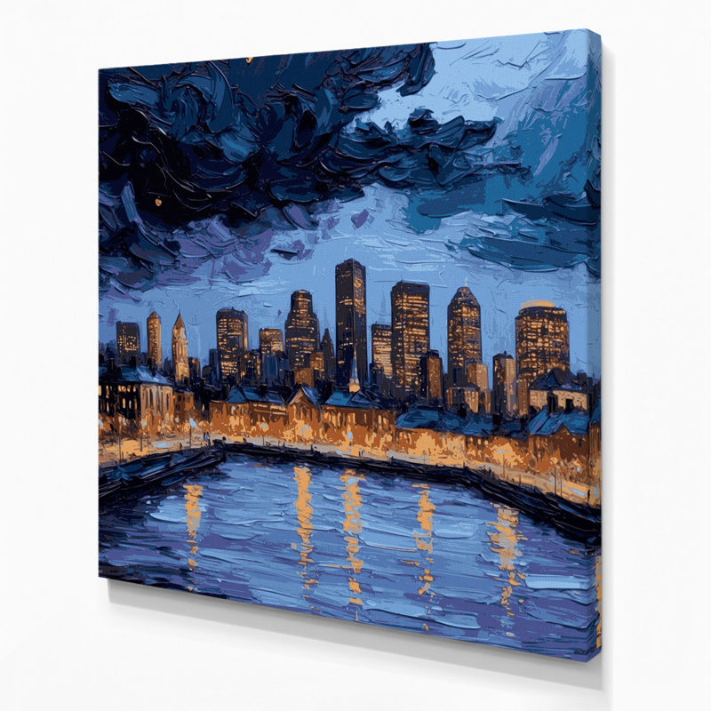 Art mural sur toile en cités «City Boston MA», H 12 po x l 12 po