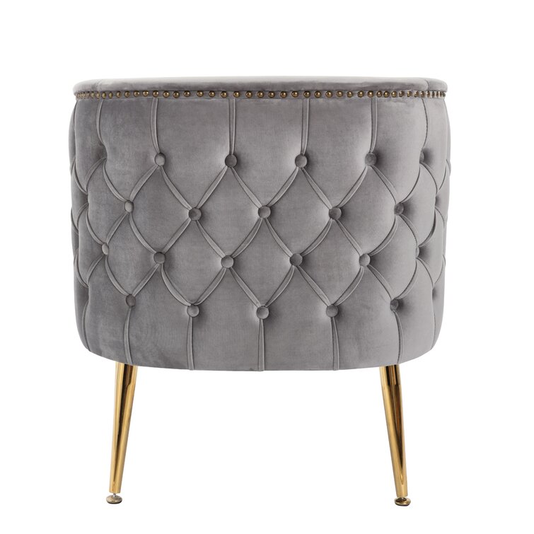 Amold Upholstered Barrel Accent Armchair with Ottoman and Pillow Willa Arlo Interiors Fabric: Dark Gray