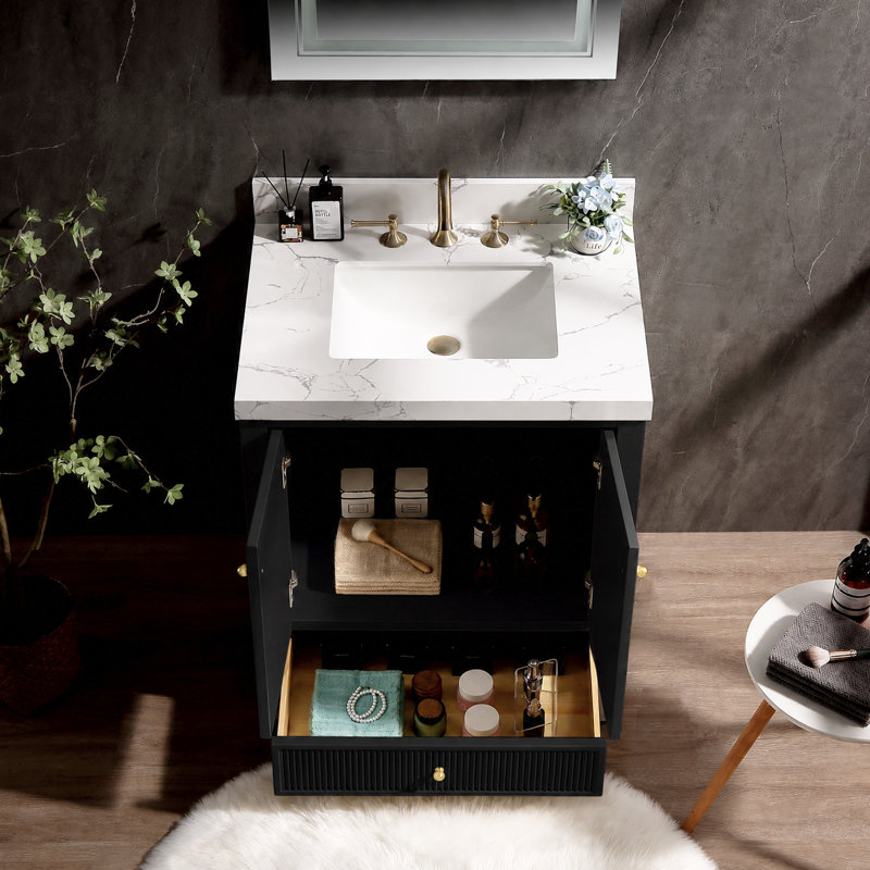 Meuble-lavabo Corena, Noir classique