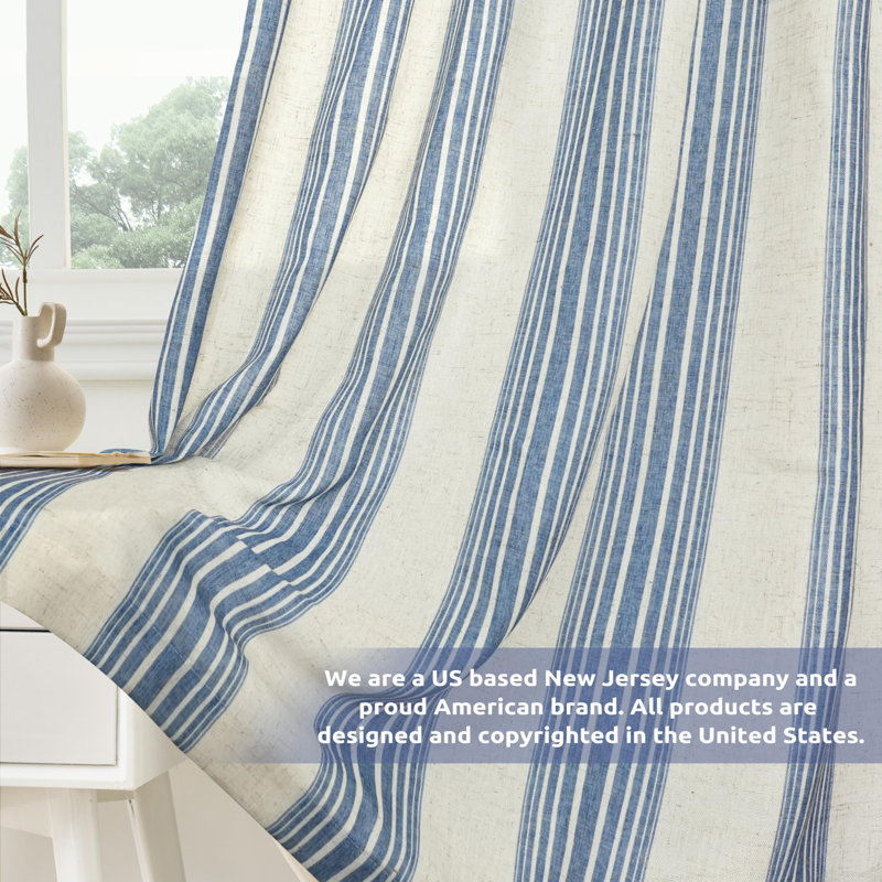 Rideaux semi-transparents avec passe-tringle Chris, L 52 po x L 108 po, Bleu marine jean