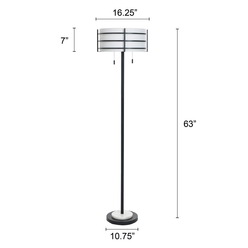 Lampe sur pied Royce - Zammel - abat-jour blanc