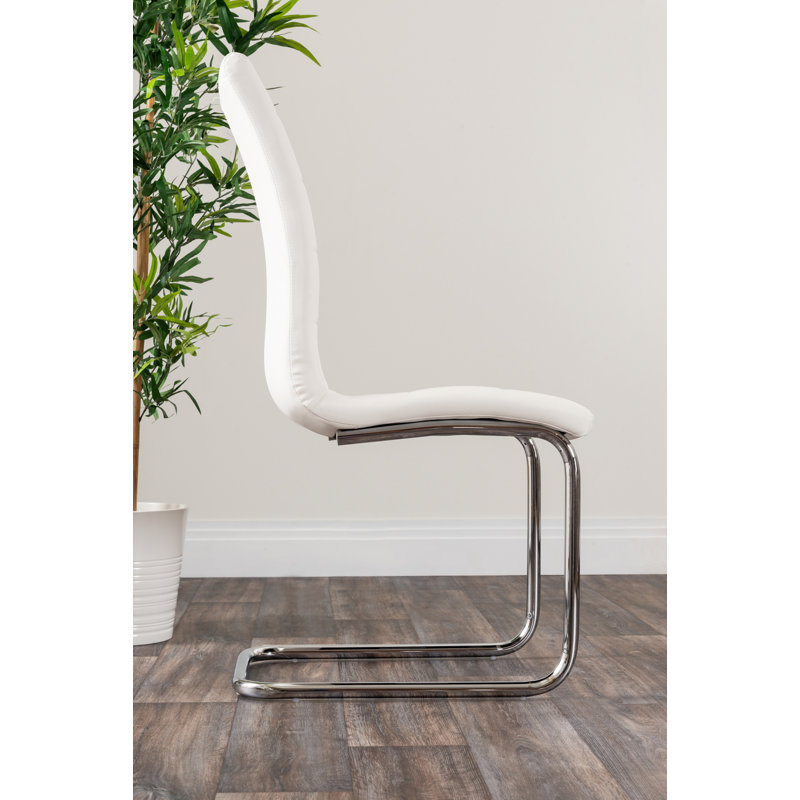 Eubanks White Marble Effect Melamine Round 80cm Dining Table And Chairs - 2 Faux Leather Dining Chairs, White, White