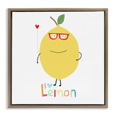 Art mural amusant sur toile flottante encadrée citron par Carla Daly