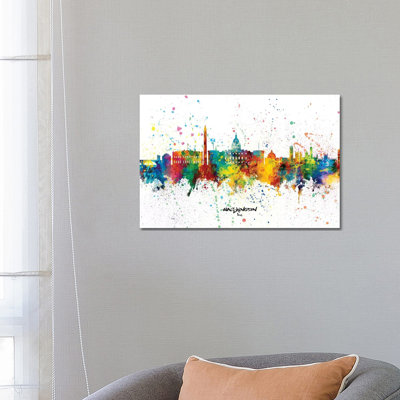 Washington DC Skyline Splash by Michael Tompsett - Wrapped Canvas Gallery-Wrapped Canvas Giclée