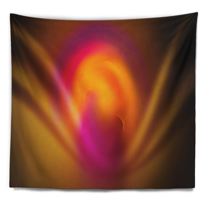 Sphère misty rose jaune abstrait sur tapisserie noir, H 50 po x l 60 po