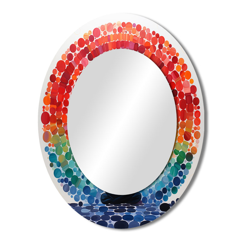 «Colorful Meditation Harmony Of Mind», miroir mural ovale multicolore, 43 po x 33 po