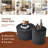 Roman Column Nesting Coffee Tables, 2-Piece Set with Built-in Storage, Black Grain Finish-1091432780
